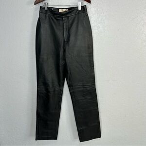 Vintage 90s Black Leather Tapered Moto Pants Size 4 EUC